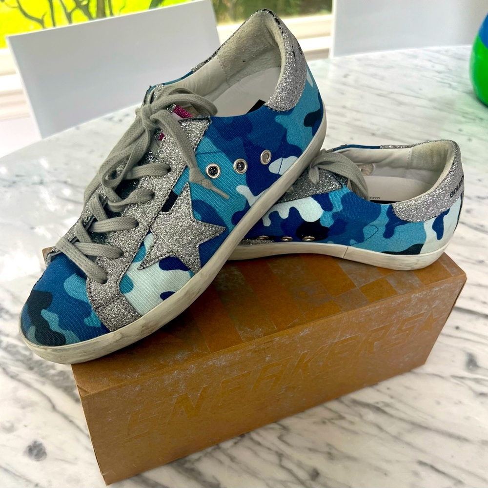 Golden Goose Superstar Sneakers Blue Camo